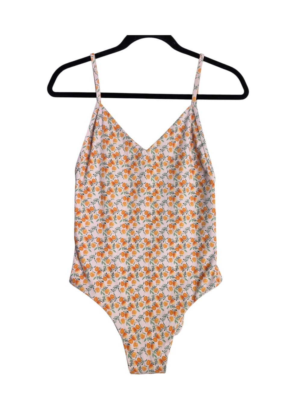 June the Label Women's peach Print One-Piece Swimsuit - V-Neck Spaghetti Strap